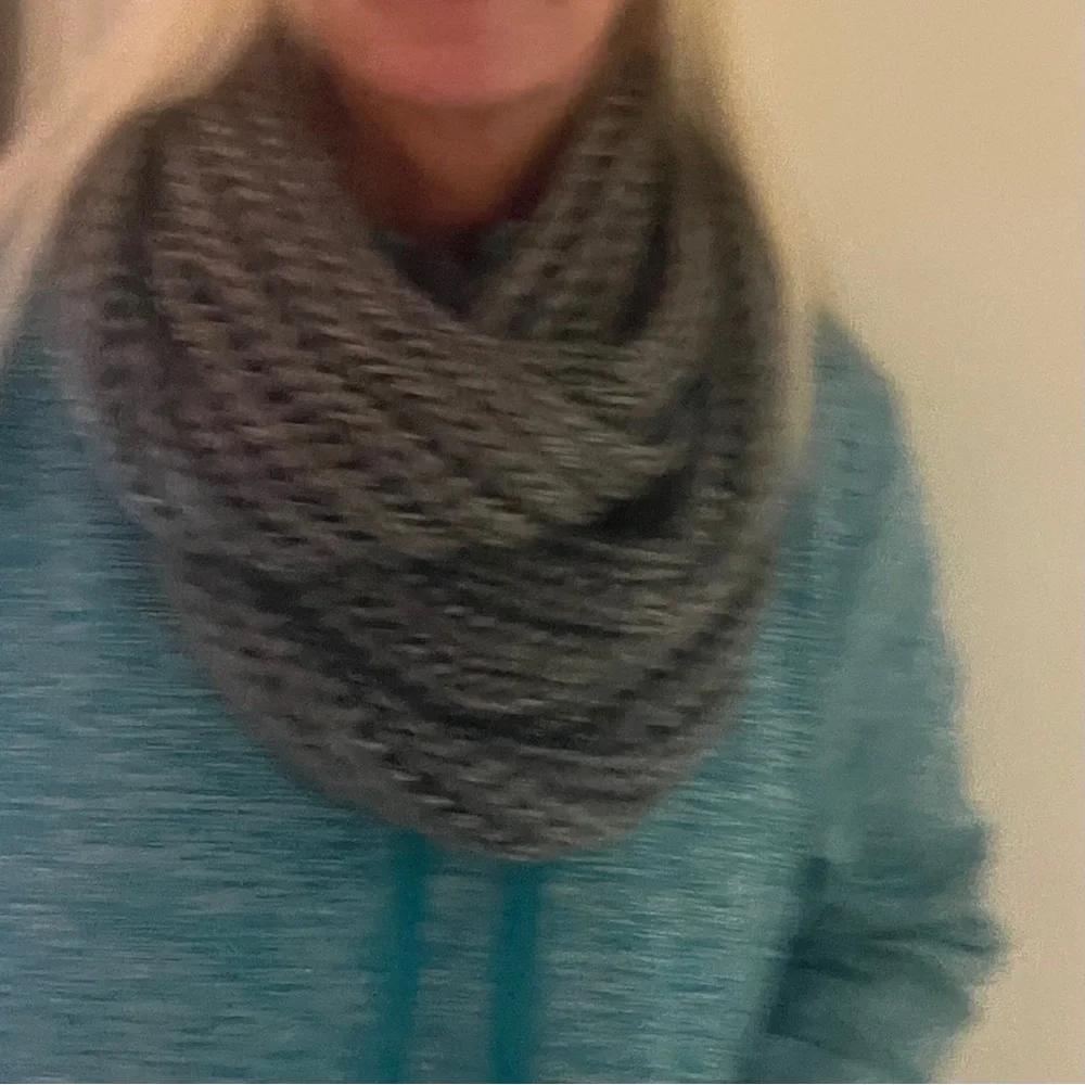 Gray Chunky Knit Infinity Scarf Oversized Cozy Winter Loop Scarf